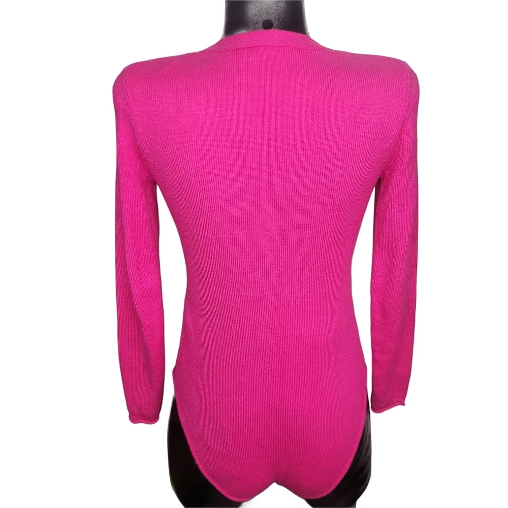 Zara Magenta Pink V-neck Knit Sweater Bodysuit Size M - Picture 5 of 6